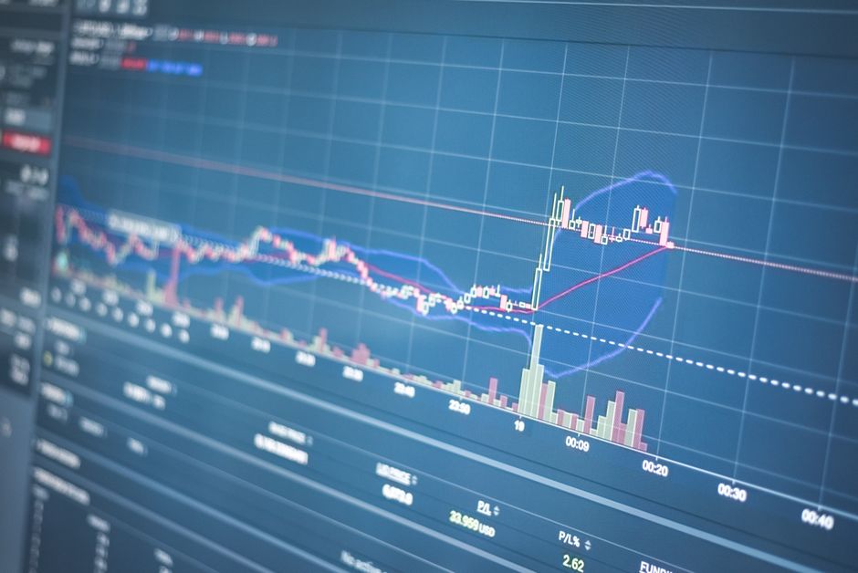Financial trading graph on a computer screen showing market data and trends