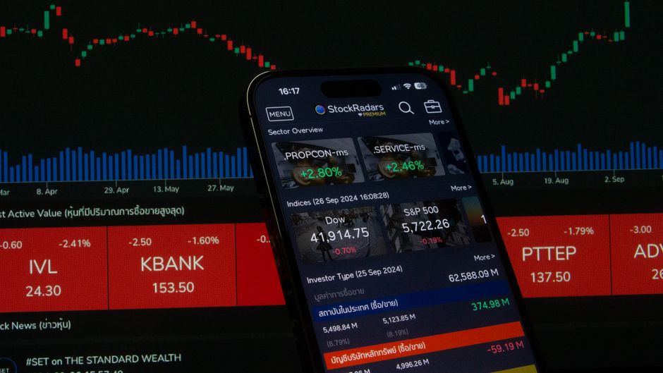 Digital market data showing price charts and trading activity.