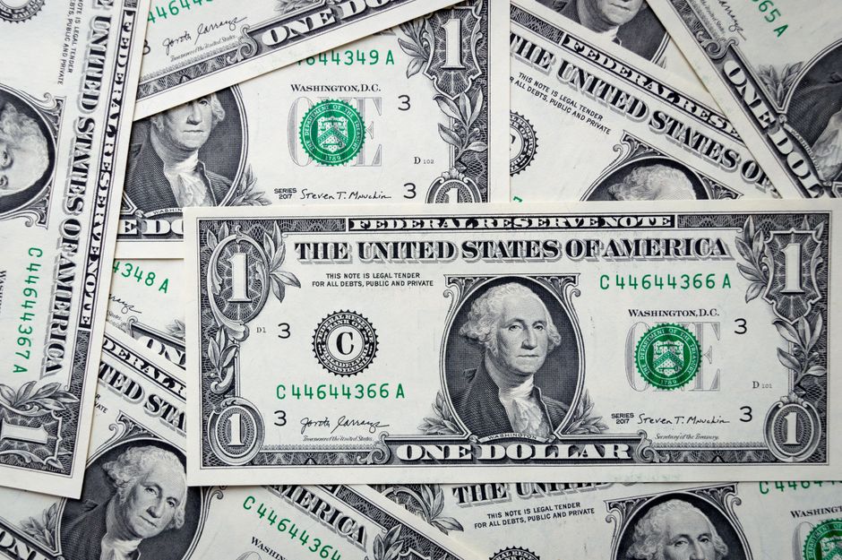 Detailed close-up of U.S. dollar bills