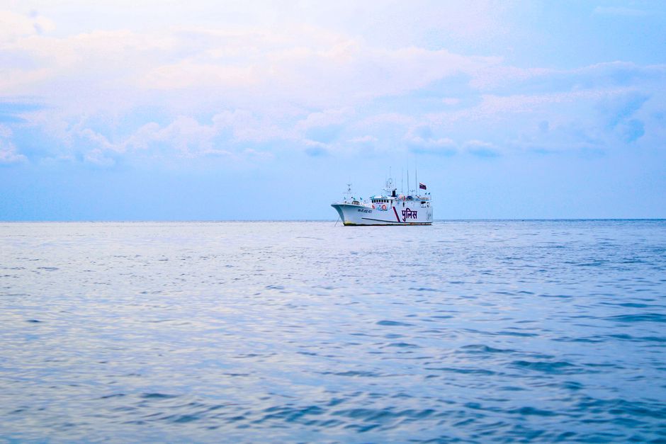 Coast guard vessel on the Indian Ocean