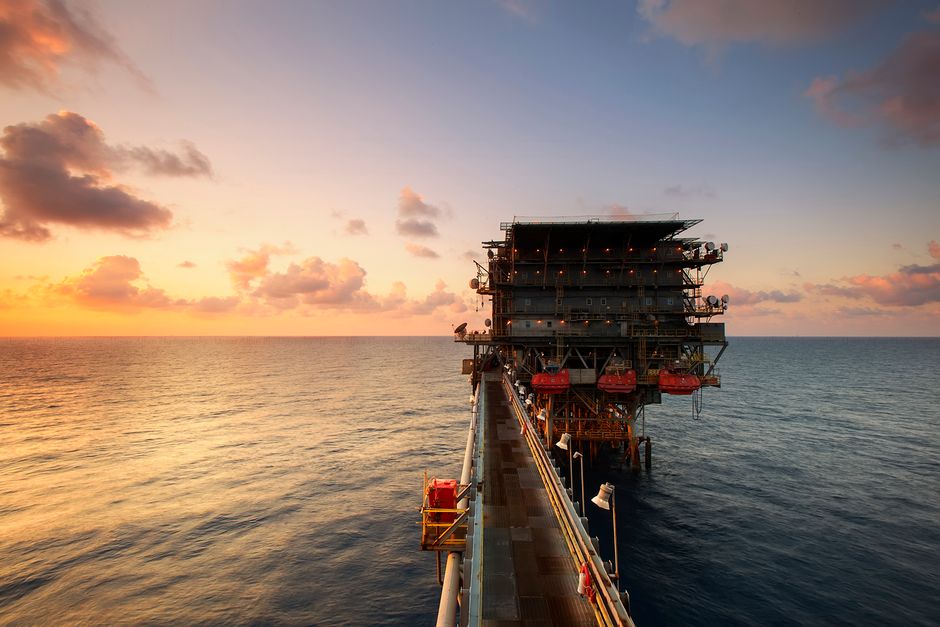 Offshore oil platform on the ocean