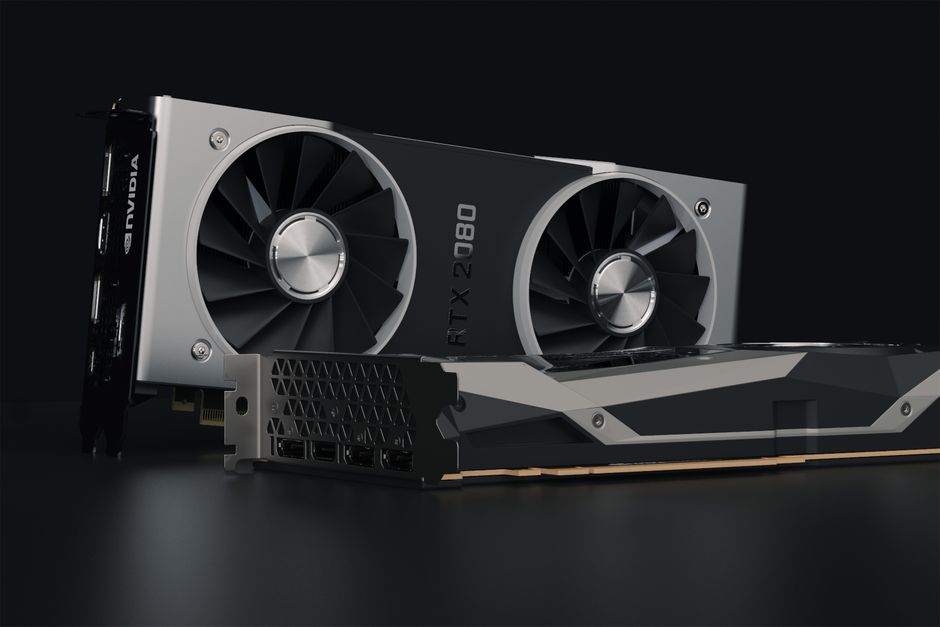 Close-up of a graphics processing unit card showing GPU hardware components