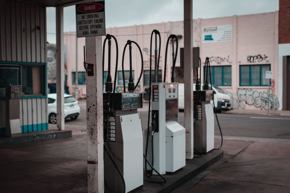 Fuel pumps at a gas station, representing the energy costs pressuring the inflation outlook.