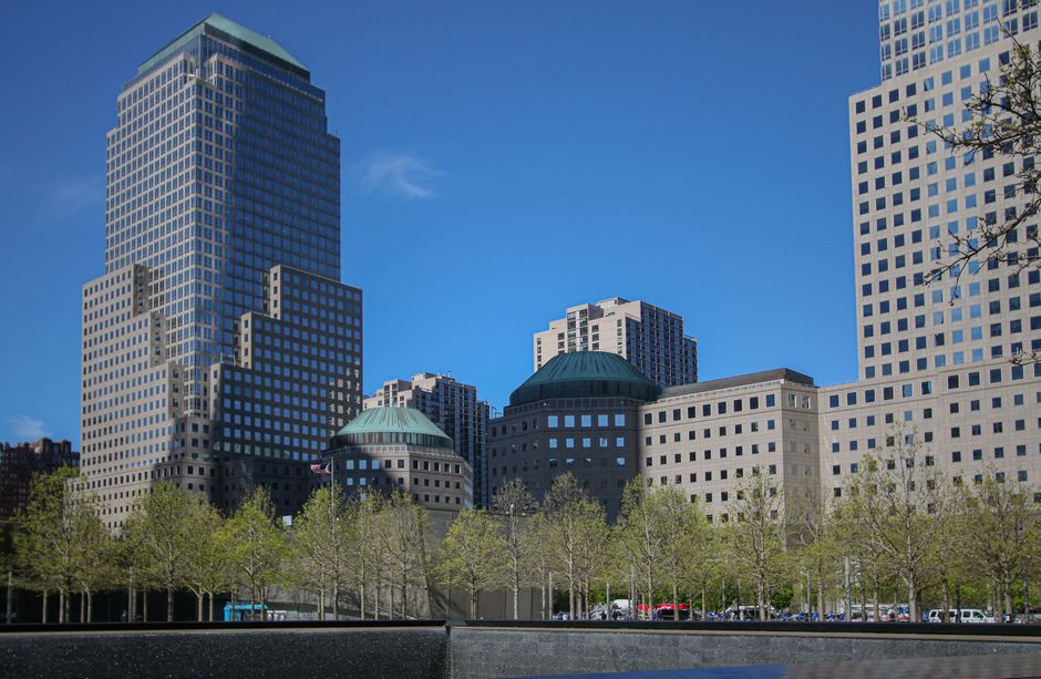 New York City financial district skyline with the World Trade Center