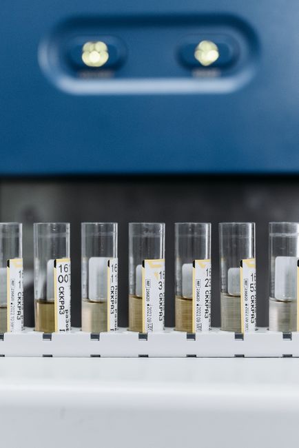 Laboratory test tubes used in pharmaceutical research
