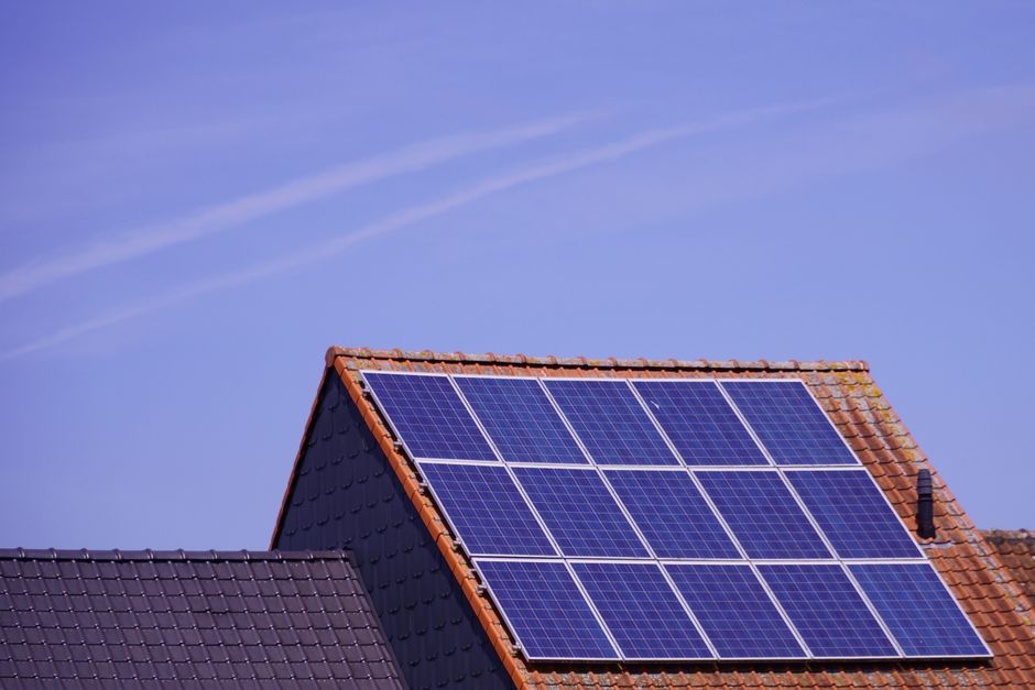 Solar panels on a residential rooftop