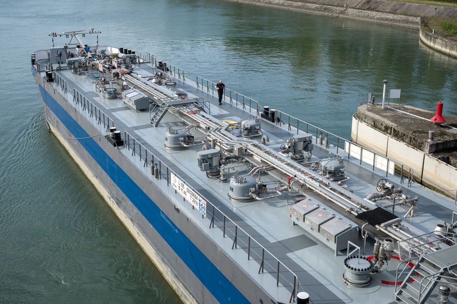 Oil tanker docked at a harbor as maritime shipping routes remain disrupted