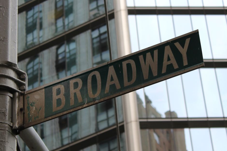 Broadway street sign in New York City's Financial District, symbolizing the heart of US equity markets