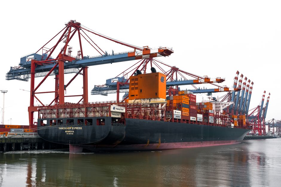 Container ship at port