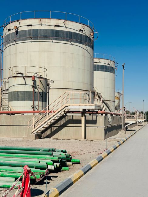 Industrial oil storage tanks