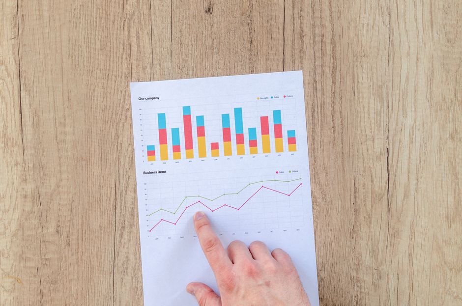 Business charts and corporate-finance documents on a desk