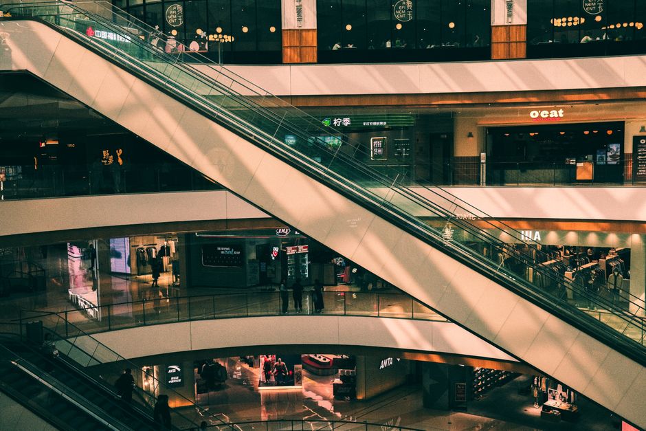 Shopping mall interior representing the selective consumer-demand test