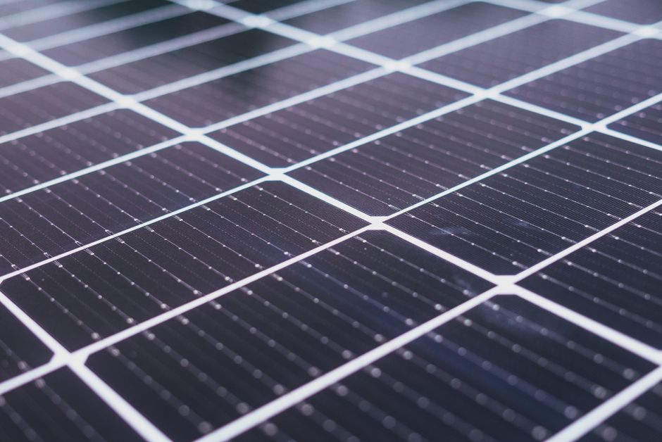 Close-up view of solar panels showcasing renewable energy photovoltaic technology.
