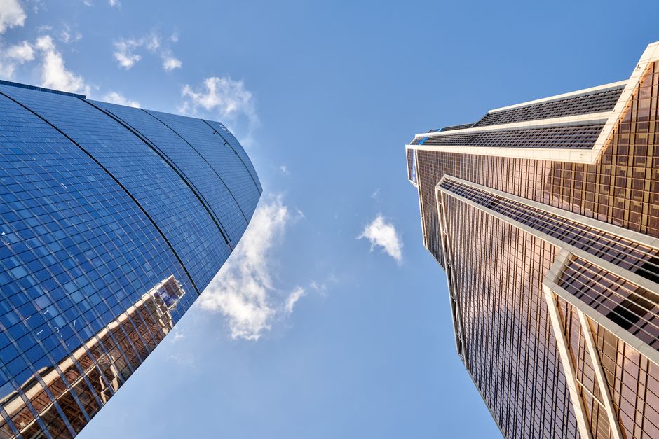 Financial district skyscrapers