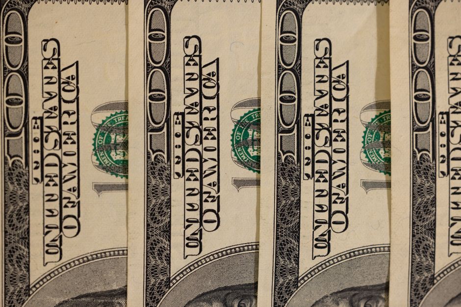 Close-up of U.S. hundred-dollar bills