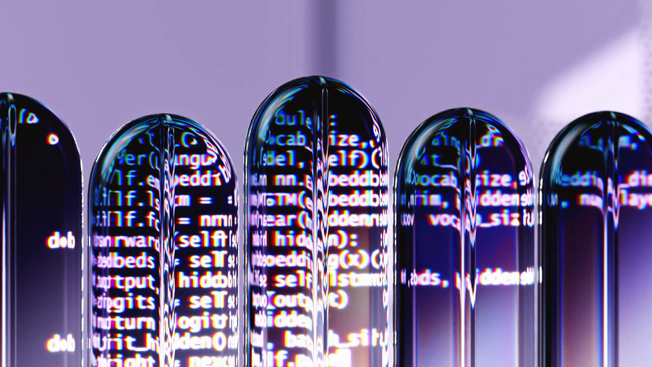 Abstract visualization of artificial intelligence and programming representing the software and AI infrastructure theme.